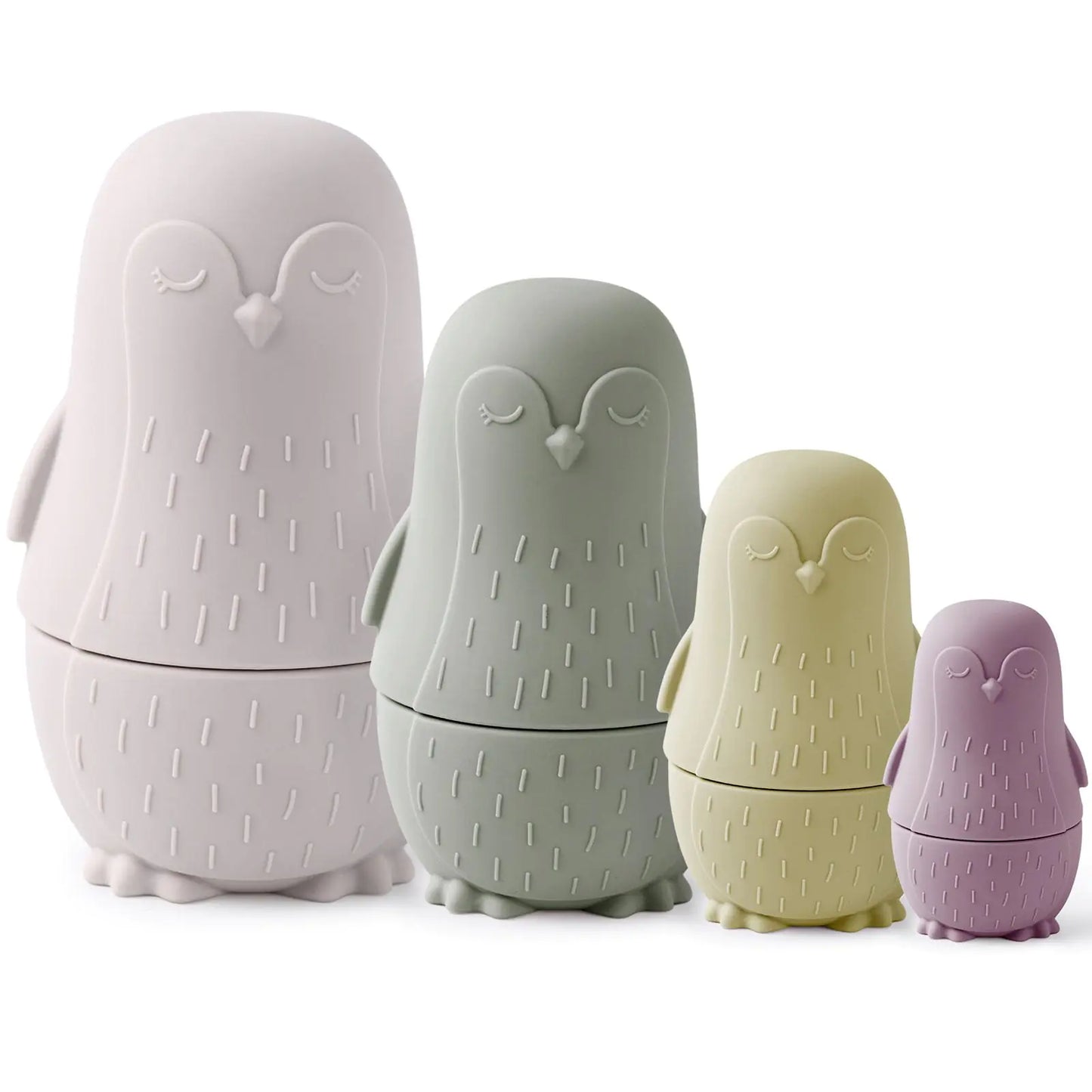 Koogel Silicone Nesting Dolls 4 Pcs Owl Stacking Russian Nesting Doll Toys Matryoshka Dolls Montessori Educational Toy Halloween Wishing Gift for Toddlers 1-3 Christmas Birthday Decoration