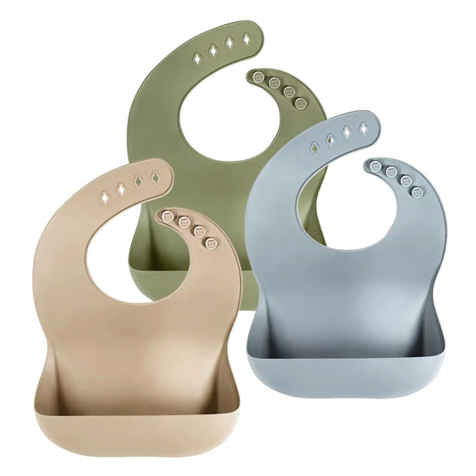Silicone Baby Bibs 3-Piece Set for Feeding and Essentials