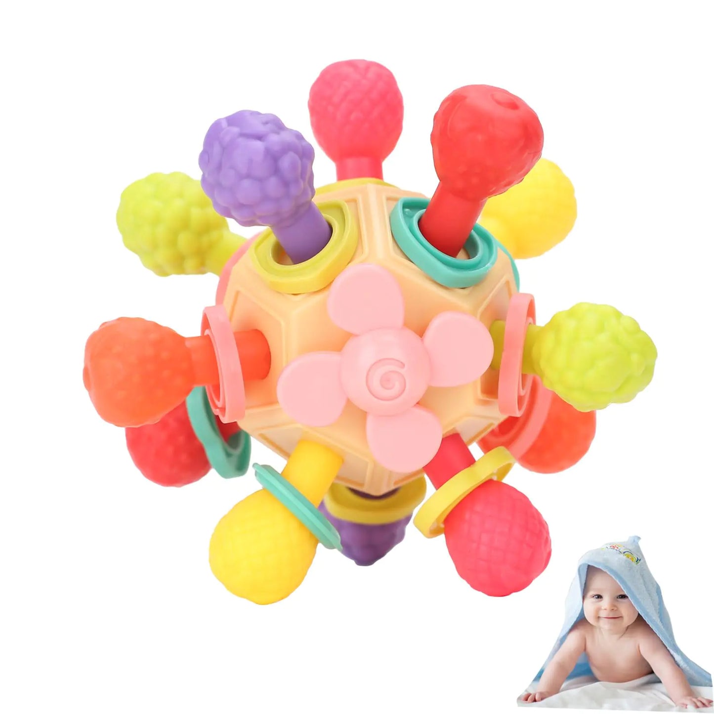 KAXANPI Baby Sensory Teething Toys Baby Rattle Chew Montessori Toys for Infant Newborn Boys Girls Toddler Educational Learning Toy Gift