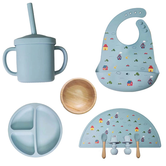 Silicone Baby Mealtime Set - Sky Blue